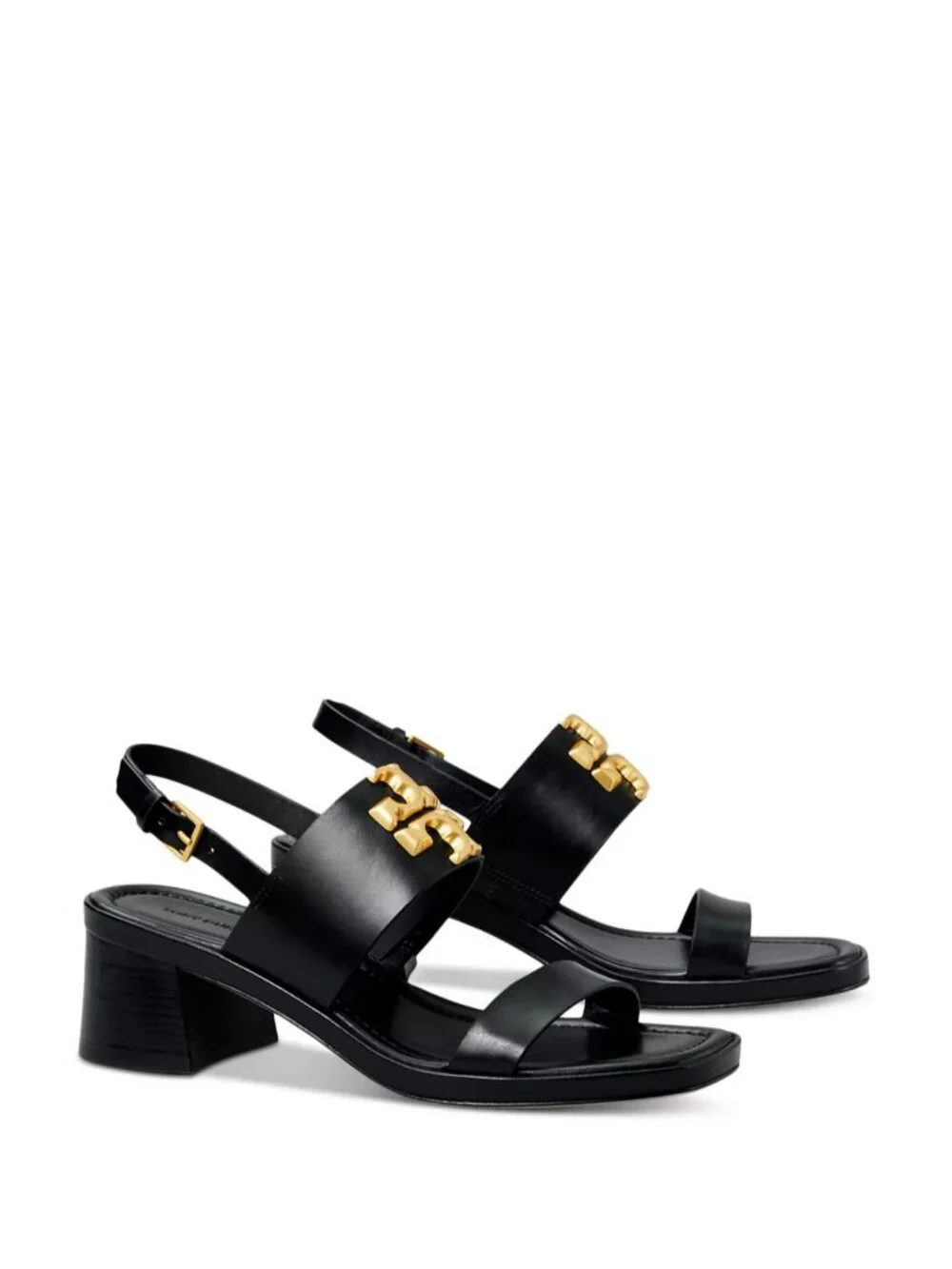 Tory Burch Eleanor Slingback Sandals Women's Size 10.5 Black Leather Block Heel